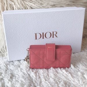 DIOR 5-slot cardholder in salmon pink